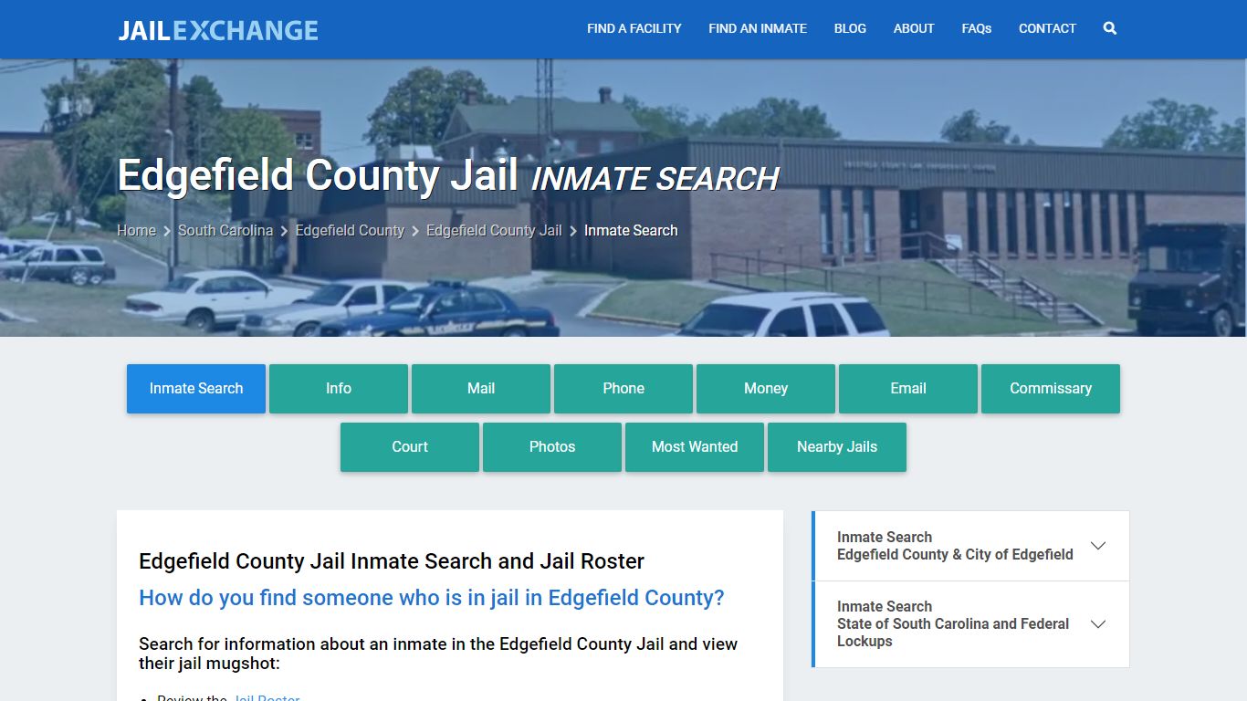 Inmate Search: Roster & Mugshots - Edgefield County Jail, SC